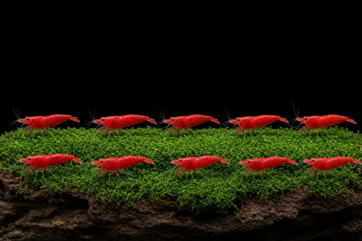 Cherry Colony 10 — illustration showing the 10 shrimp in this bundle